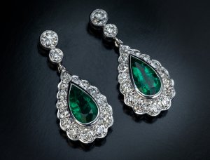 Vintage emerald and diamond earrings