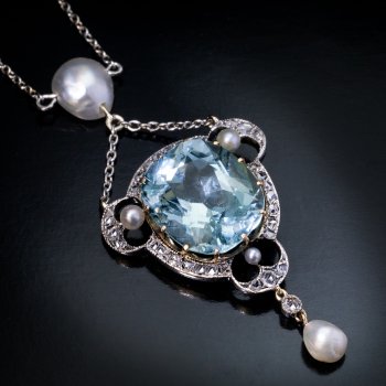 Belle Epoque antique aquamarine necklace