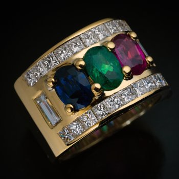 Multi color gemstone ring