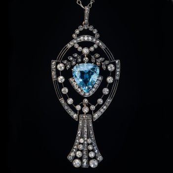 Belle Epoque aquamarine and diamond antique necklace