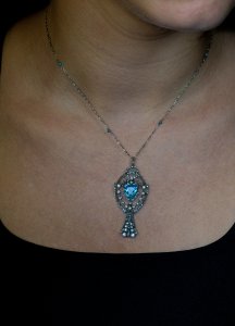 Antique aquamarine and diamond necklace