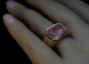 Jerusalem cross intaglio ring