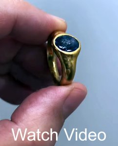 Video ancient Roman gold ring with sapphire intaglio