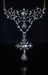18th century cross necklace with rose cut diamonds