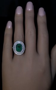 Antique Edwardian rings - emerald and diamond ring