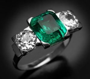 Art Deco emerald engagement ring