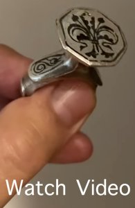 Medieval ring with niello fleur de lis