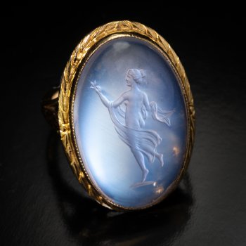 Moonstone intaglio ring