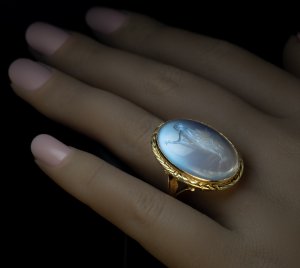 Antique moonstone intaglio ring