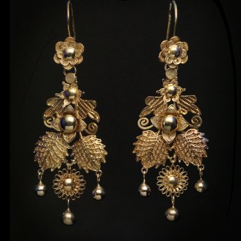 Antique filigree cannetille gold earrings