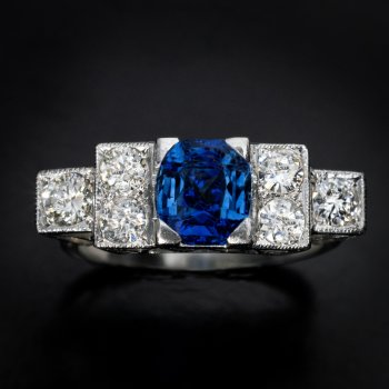 Art Deco sapphire and diamond engagement ring
